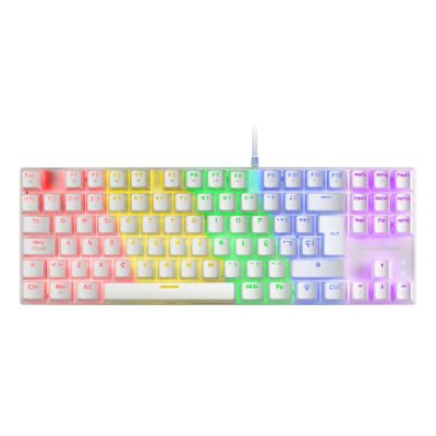 TECLADO MECÁNICO COMPACTO TKL MARS GAMING MK80 WHITE ITALIANO - ILUMINACIÓN 12 EFECTOS SWITCH MARRÓN