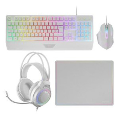 TECLADO MOUSE HEADSET Y ALFOMBRILLA MARS GAMING H-MECH RGB BLANCO