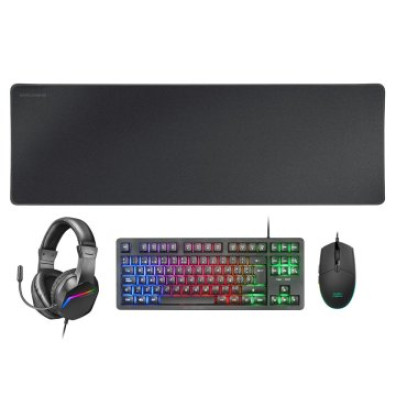 TECLADO MOUSE HEADSET Y ALFOMBRILLA MARS GAMING H-MECH RED RGB 3200DPI