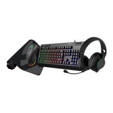 Pack Gaming UNYKA Nova 4in1 RGB Membrana Negro Teclado + Mouse + Headset + Alfombrilla 7200 DPI