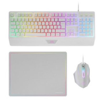 TECLADO MOUSE Y ALFOMBRILLA MARS GAMING RGB H-MECH MCP124WFR FRANCES, MOUSE HUANO RGB 3200dpi