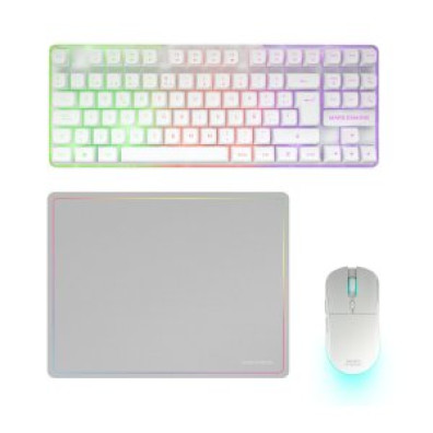 TECLADO MOUSE Y ALFOMBRILLA MARS GAMING BLANCO FRGB RAINBOW 3200DPI