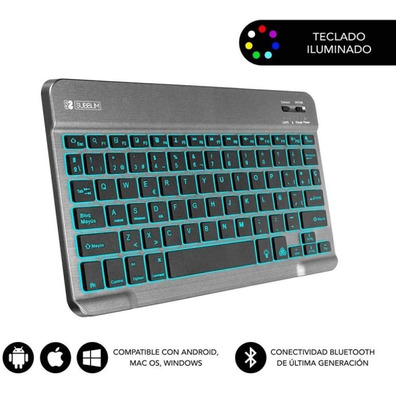 Teclado Smart  BackLit BT Grey Subblim PC/Mac/Android/iOS