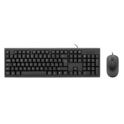 TECLADO Y MOUSE COOLBOX NEGRO RESISTENTE A SALPICADURAS 1000DPI ITALIANO