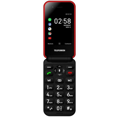 Teléfono Móvil Telefunken S760 para Personas Mayores Rojo