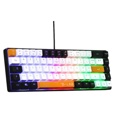 Teclado de Membrana RGB The G-Lab Keyz Hydrogen - Negro/Blanco/Naranja