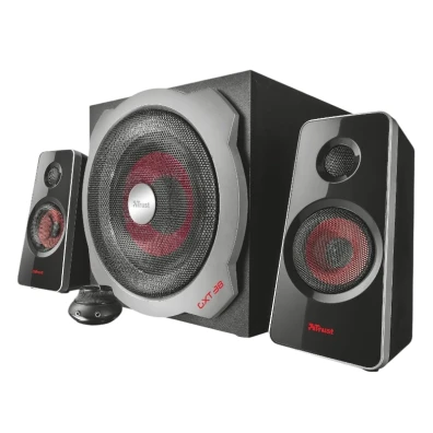ALTAVOCES TRUST GAMING GXT 38 TYTAN RMS 60W 2.1 CON CONTROL DE VOLUMEN - INCLUYE AURICULARES Y ENTRADA DE LÍNEA