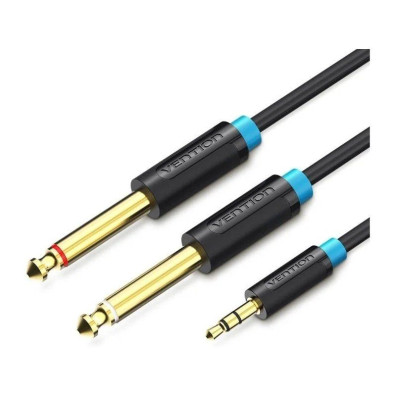Cable de Audio Estéreo Vention 5M Negro Jack 3.5/M 2xJack 6.5/M