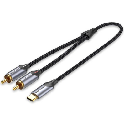 CONVERSOR 2xRCA/M A USB-C/M GRIS 1.5M Vention