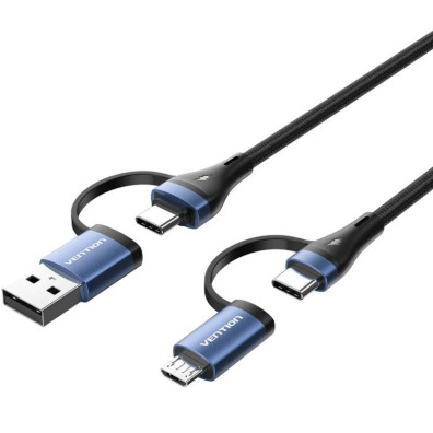 Cable USB Vention 2.0 Tipo USB-C/MicroUSB/M AZUL/NEGRO 1M