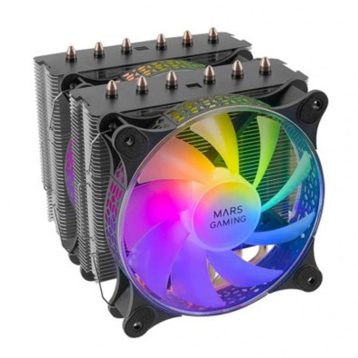 VENTILADOR CON DISIPADOR MARS GAMING MCPU-XT BLACK DUAL ARGB - 6 HEATPIPES TDP 300W DOBLE DIS