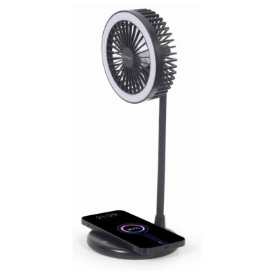 Ventilador Lámpara y Cargador Inalámbrico Gembird TA-WPC10-LEDFAN-01 Negro
