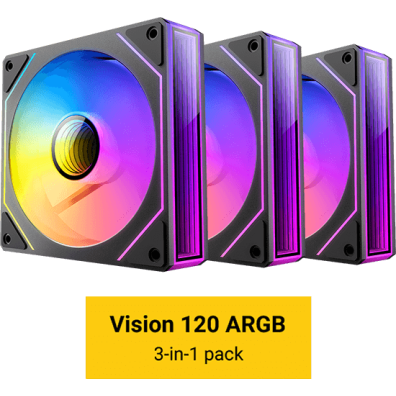 Kit 3 Ventiladores Auxiliar Antec Vision 120 A-RGB Negro