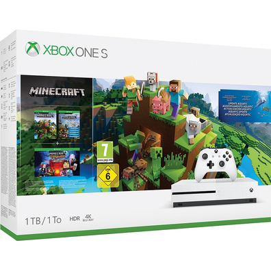 Xbox One S Blanca 1TB + Minecraft Creator