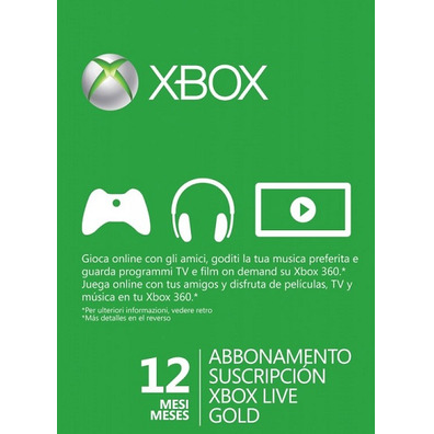 Tarjeta Prepago Xbox 360 Live Gold 12 meses