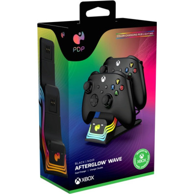 PDP Cargador Dual Afterglow Wave Negro Xbox One