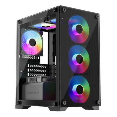 CAJA MICROATX KEEP OUT XC-201 GLASS Cristal Templado 1x3.5” 1x2.5” 1xUSB2.0 1xUSB3.0 GPU MAX 310mm