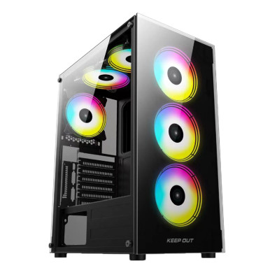 CAJA MICROATX KEEP OUT XC-210 GLASS, 1x3.5” 2x2.5” 1xUSB2.0 1xUSB3.0 - GPU MAX 305mm - LatCristal Templado