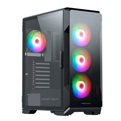 CAJA E-ATX KEEP OUT XC-901 PRO - 2x3.5 3x2.5” USB-C USB3.0 - GPU 315mm - CRISTAL BISAGRA