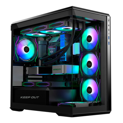 CAJA KEEPOUT MICROATX XC-905 PRO+ NEGRO CRISTAL TEMP 1x3.5” 1x2.5” 1xUSB2.0 1xUSB3.0 GPU MAX 430mm
