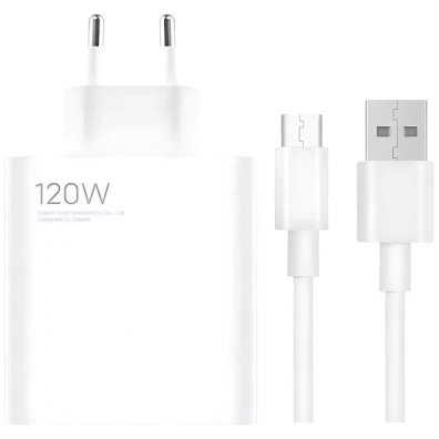 Cargador Rápido Xiaomi 120W HyperCharge Combo USB Tipo-A Blanco + Cable USB-C