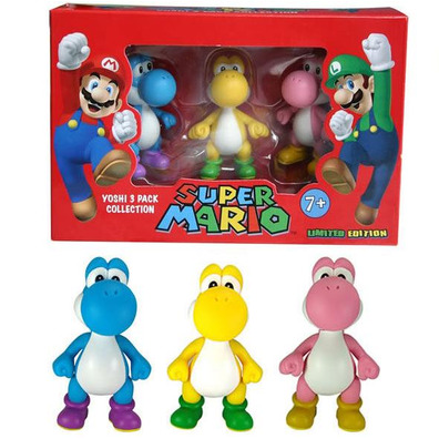 Super Mario - Pack 3 figuritas Yoshi Edición Limitada 6 cm