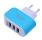 Enchufe 3 Puertos LED USB Azul