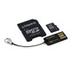 MICRO SD KINGSTON 4GB MULTIKIT CON ADAPTADOR SD + USB CLASE 4 MB