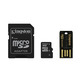 MICRO SD KINGSTON 4GB MULTIKIT CON ADAPTADOR SD + USB CLASE 4 MB