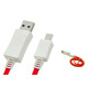 Cable de recarga luminoso para Samsung Galaxy/Nokia/HTC Blanco