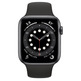 Apple Watch S6 44MM Gris Espacial con correa negra Sport Band MG2E3TY/A