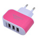 Enchufe 3 Puertos LED USB Rosa