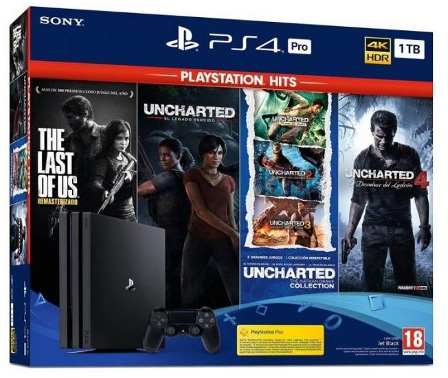 Consola Playstation 4 Pro 1TB + Uncharted Col. + Uncharted 4