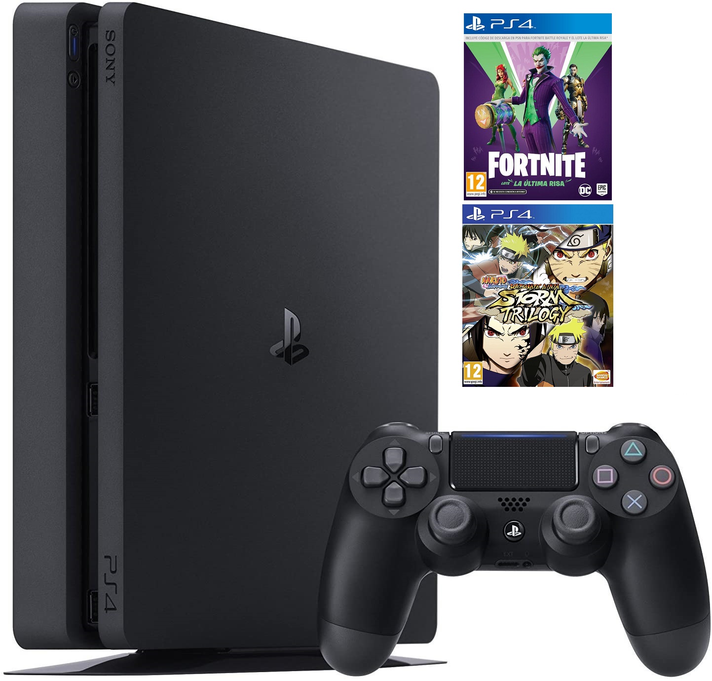 Consola PS4 Slim (500GB) Black + Fornite + Naruto