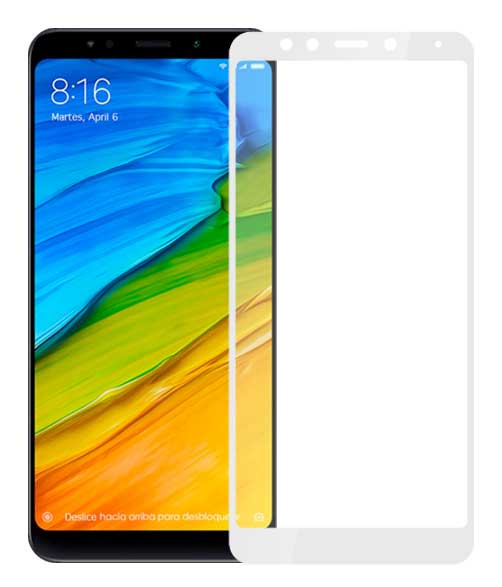 Gehärtetes Glas Full Cover 5D - Xiaomi Redmi 5 Plus Weiss