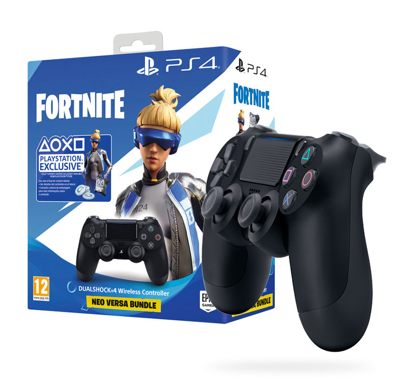 Pack Dualshock 4 V2 Negro + Neo Versa Fornite