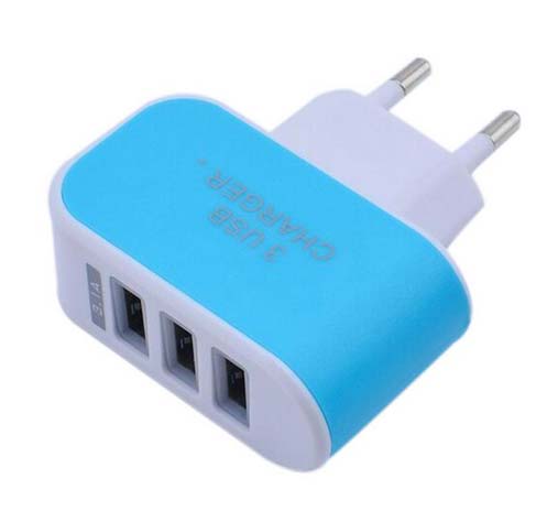 Enchufe 3 Puertos USB Azul 