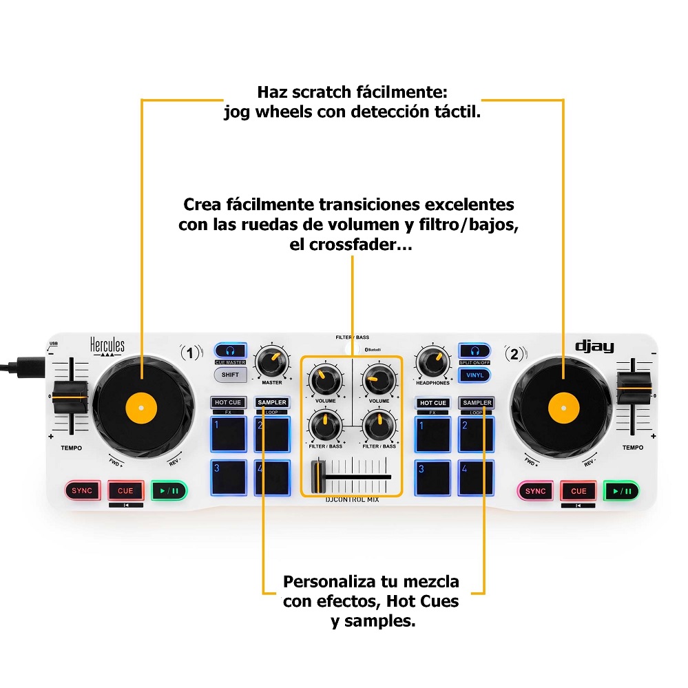 Hercules DJControl Mix - Controladora DJ Inalámbrica
