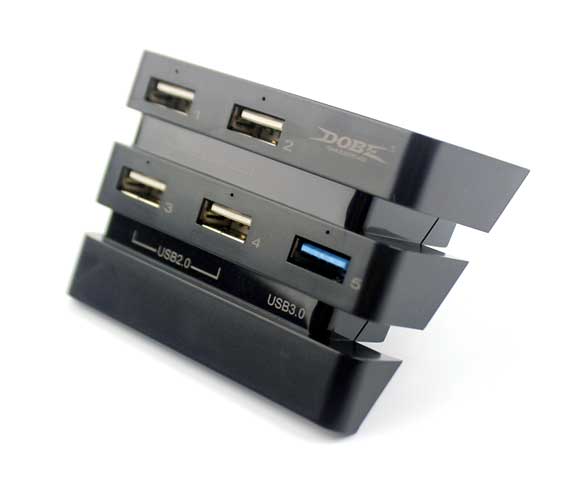 2 to 5 port (2.0 3.0) USB HUB Adapter PS4 Pro (Dobe) Schwarz