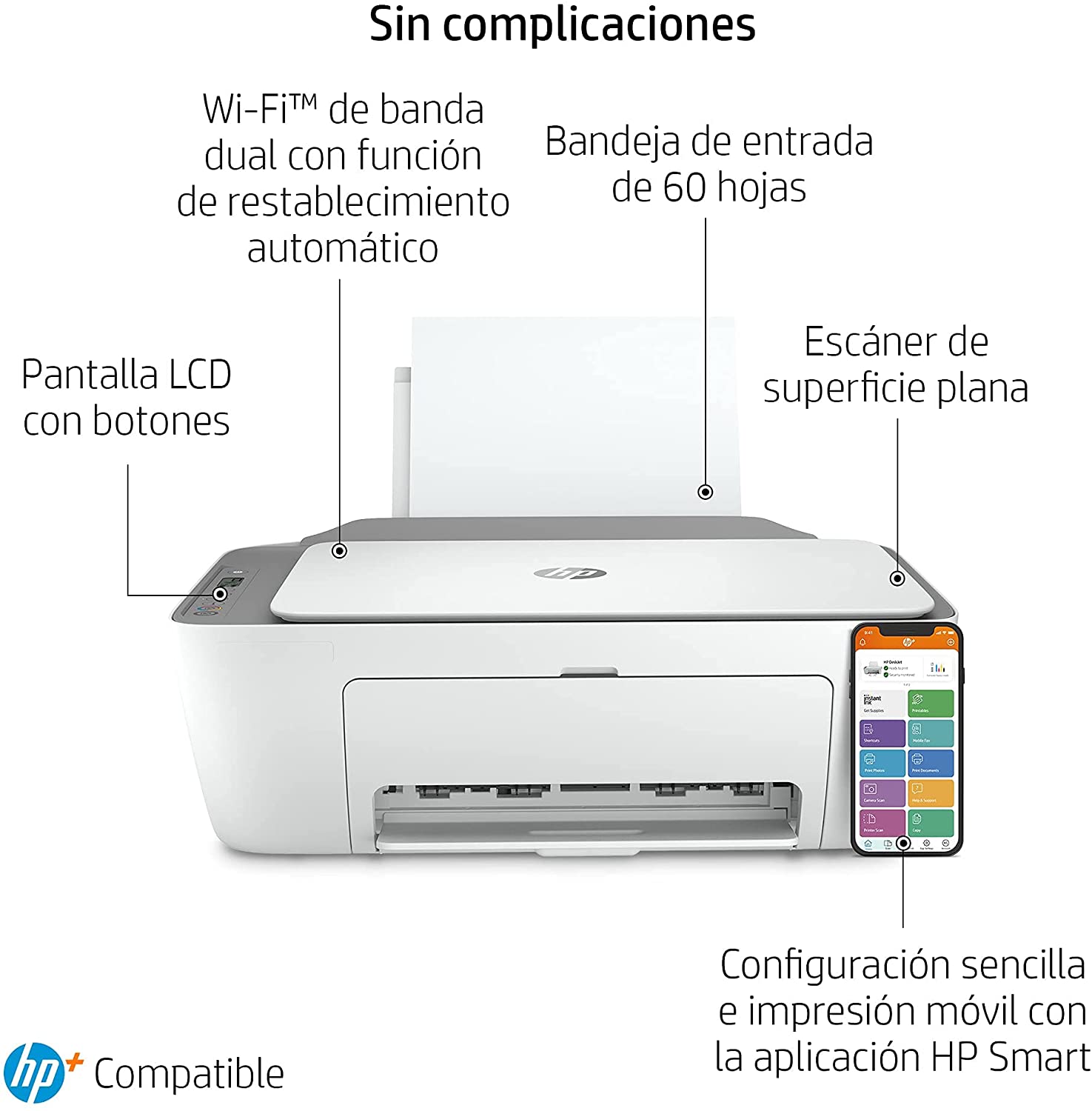 Impresora Multifunción HP Deskjet 2720e Wifi/Fax Blanca