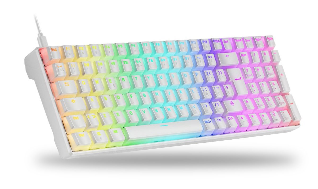 Teclado Gaming Mecánico Mars MKULTRA RGB Blanco Compacto 96% Switch Outemu SQ Azul Español