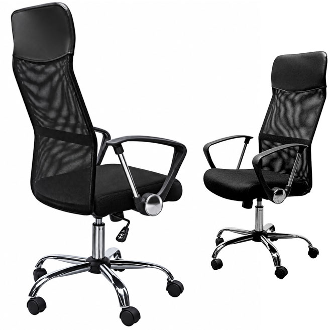 Silla de Oficina Powerbasics Mesh Negro con Respaldo Reclinable