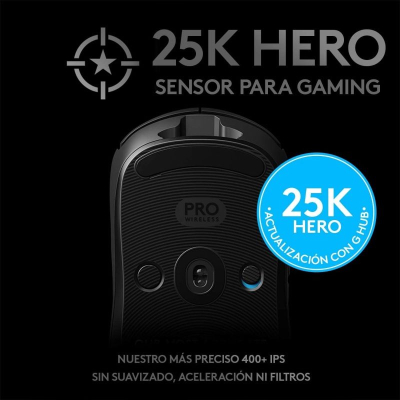 Ratón gaming logitech g pro hero - hasta 25600 dpi - negro