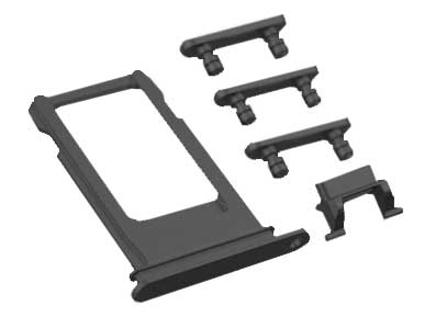Repuesto SIM Card + Botones Laterales iPhone 7 Negro