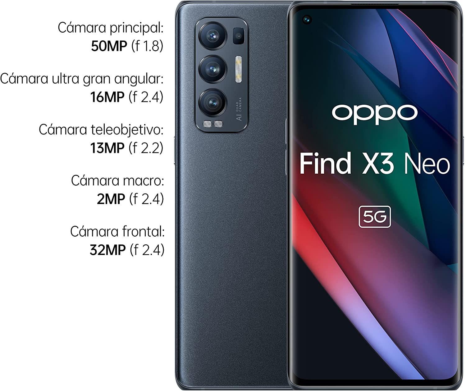 Funda Oppo Find X3 Neo 5G HONGWE. (Negro)