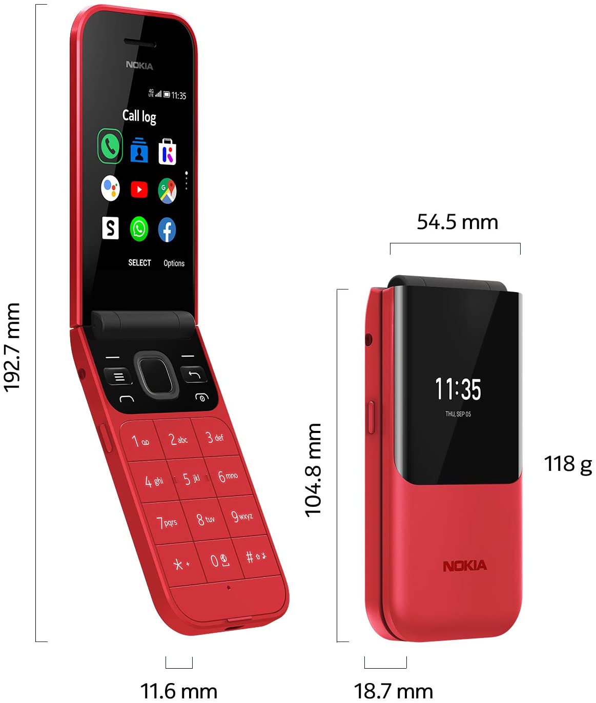 Teléfono móvil para personas mayores S740 4G 2.8 KaiOS Rojo- Telefunk