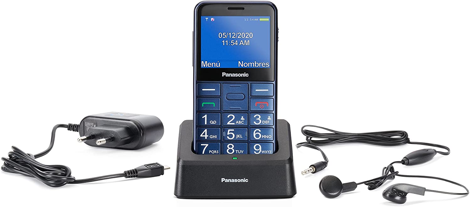 Teléfono móvil panasonic kx-tu155excn para personas mayores/ azul