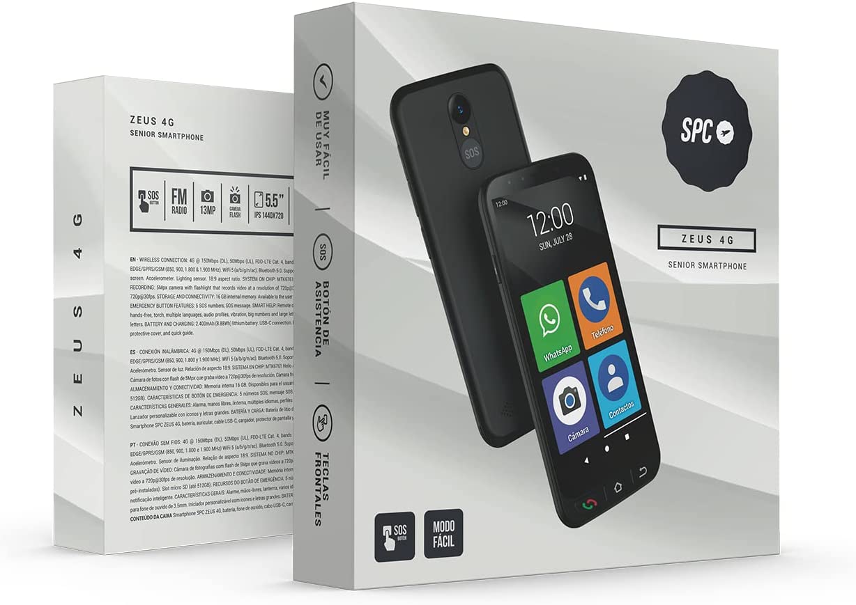 Smartphone Android Para Mayores Con Botón Sos, Modo Fácil Y Carcasa  Incluida Spc Zeus 4g con Ofertas en Carrefour