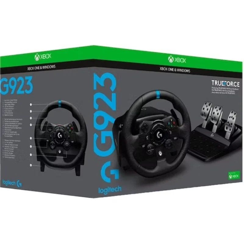 Logitech G 923 - Volante de carreras y pedales para Xbox X|S, Xbox One y PC  con TRUEFORCE, hasta 1000 Hz de respuesta de fuerza, pedal sensible